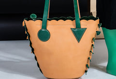 Handmade Genuine Leather Shopper Bag Bucket Bag Shoulder Bag Purse For Women - EverHandmade