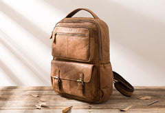 Brown Mens Leather Backpacks Travel Backpacks Laptop Backpack for men