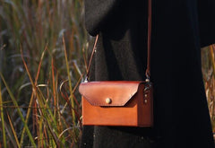 Handmade Leather Mens Box Bag Small Shoulder Bag Messenger Bag for Men