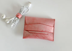 Handmade LEATHER Womens Small Card Wallet Leather Small Coin Change Wallet FOR Women