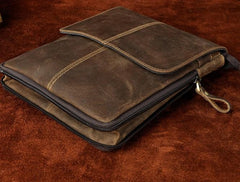 Mens Leather Small COURIER BAG Side Bag Waist Pouch Holster Belt Case Belt Pouch for Men