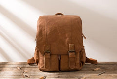 Cool Brown Mens Leather Backpacks Travel Backpacks Laptop Backpack for men
