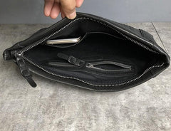 Genuine Leather Braided Mens Clutch Cool Slim Wallet Zipper Clutch Wristlet Wallet for Men