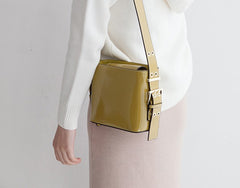 Cute Leather Womens Stylish Bucket Shoulder Bag Barrel Crossbody Purse for Women