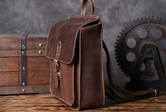 Vintage Brown Leather Mens Backpack Satchel Backpack School Backpack for men