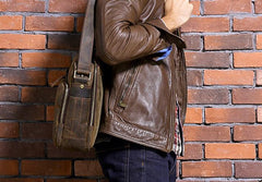 Cool Leather Vintage Mens Messenger Bags Small Shoulder Bags for Men
