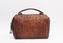 Handmade Leather Handbag Boston Bag Purse Crossbody Shoulder Bag for Women Lady - EverHandmade