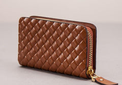 Leather Braided Men Small Key Wallet Bifold Small Keyring Wallet for Men