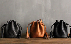 Mini LEATHER WOMEN Barrel Bag Small Bucket Purse SHOULDER Purses FOR WOMEN