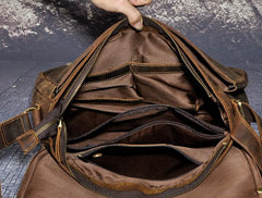 Brown Leather Mens SIDE BAG COURIER BAG Messenger Bag Shoulder Bag for Men