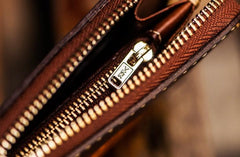 Handmade Leather Mens Tooled Eagle Chain Biker Wallet Cool Leather Wallets Long Wallets for Men
