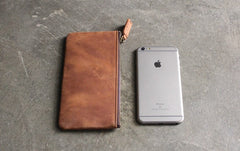 Vintage LEATHER Womens Long Clutch Wallet Zipper Slim Long Wallet FOR Women