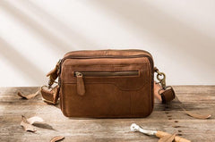 Cool Leather Mens Small Side Bag Messenger Bags Shoulder Bags for Men