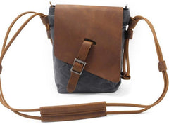 Cool Mens Waxed Canvas Leather Small Courier Bags Canvas Side Bags Messenger Bag for Men