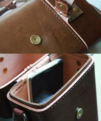 Handmade Leather Mens Small Box Bag Shoulder Bag Messenger Bag for Men