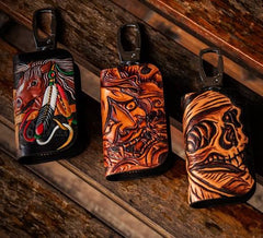 Handmade Leather Biker Mens Cool Car Key Wallet Coin Wallets Pouch Car KeyChain for Men