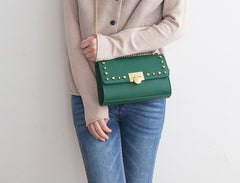 Leather Stylish Womens Rivet Handbag Work Purse Chain Shoulder Bag for Women