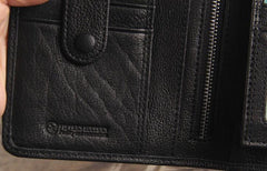 Genuine Leather Mens Cool Long Leather Wallet Cards Clutch Wristlet Wallet for Men