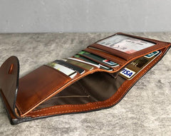 Handmade Genuine Leather Mens Cool Slim Leather Billfold Wallet Men billfold Wallets Bifold for Men