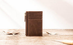 Cool Leather Mens Slim Front Pocket Wallet Small Wallets for Men