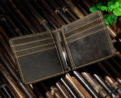Cool Leather Mens Slim Small Wallet billfold Money Clip Front Pocket Wallet for Men