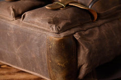 Oil Wax Canvas Mens Cool Backpack Large Travel Backpack Hiking Backpack for men