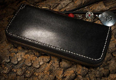 Handmade Leather Carp Mens Chain Biker Wallet Cool Leather Wallet Long Phone Wallets for Men