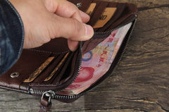 Handmade Genuine Leather Mens Cool Slim Leather billfold Wallet Men Small Wallets Bifold for Men
