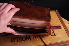 Handmade Leather Vintage Mens Long Wallet Cool Long Wallet for Men