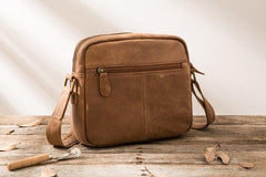 Cool Leather Mens Messenger Bags Small Shoulder Bags  for Men