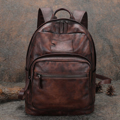 Best Brown Leather Rucksack Womens Vintage 16 inches Laptop Backpack Leather School Backpack Purse