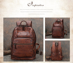 Best Brown Leather Rucksack Womens Vintage 16 inches Laptop Backpack Leather School Backpack Purse