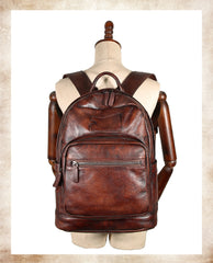 Best Brown Leather Rucksack Womens Vintage 16 inches Laptop Backpack Leather School Backpack Purse