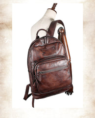 Best Brown Leather Rucksack Womens Vintage 16 inches Laptop Backpack Leather School Backpack Purse