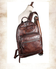 Best Coffee Leather Rucksack Womens Vintage 16 inches Laptop Backpack Leather School Backpack Purse