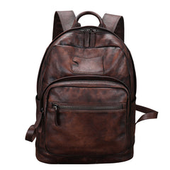 Best Brown Leather Rucksack Womens Vintage 16 inches Laptop Backpack Leather School Backpack Purse