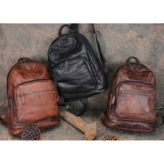 Best Brown Leather Rucksack Womens Vintage 16 inches Laptop Backpack Leather School Backpack Purse