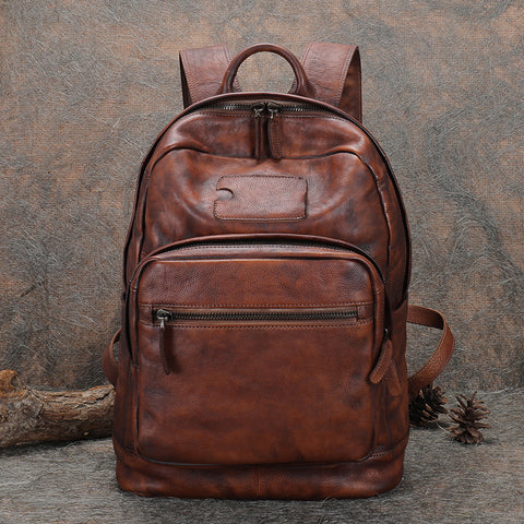 Best Leather Rucksack Womens Vintage 16 inches Laptop Backpack Leather School Backpack Purse