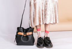 Handmade Genuine Leather Shopper Bag Bucket Bag Shoulder Bag Purse For Women - EverHandmade