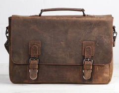 Vintage Coffee Leather Mens Briefcase Work Bag Laptop Bag Business Bag for Men