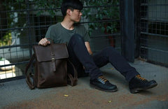 Leather Coffee Mens Backpack Cool Travel Backpacks Laptop Backpack for men