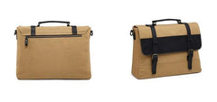 Mens Canvas Leather Briefcase Handbag Work Bag Business Bag for Men
