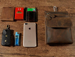 Vintage Mens Leather Belt Pouch Holster Side Bag Belt Case Waist Pouch for Men