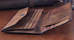 Handmade Leather Mens Clutch Cool Braided Wallet Clutch Wristlet Wallet for Men