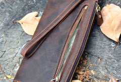 Handmade Genuine Leather Wallet Long Wallet Bifold Biker Wallet Bag For Mens