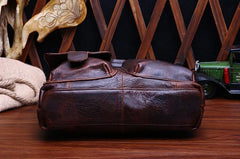 Vintage Coffee Leather Mens Briefcase Laptop Bag Business Bags Work Bag for Men