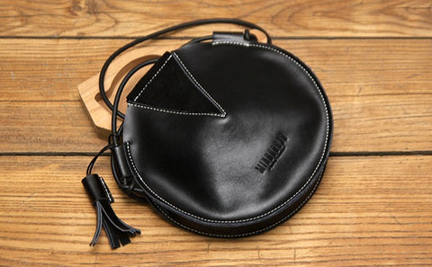 Cute LEATHER WOMEN SHOULDER Circle BAG Crossbody Round Purses FOR WOMEN