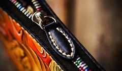 Handmade Leather Men Tooled Acalanatha Cool Leather Wallet Long Phone Clutch Wallets for Men