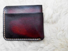 Leather Mens Slim Front Pocket Wallets Dark Brown Leather Cards Wallet for Men