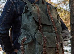 Cool Mens Waxed Large Canvas Backpack Travel Canvas Backpack for Men